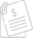 An icon of a paper being held together by a paperclip with a dollar sign