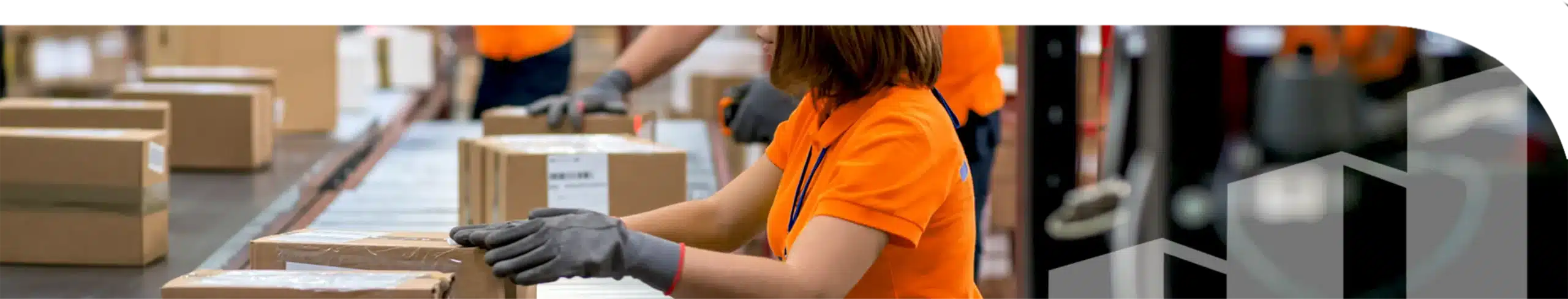 Factory workers packaging on a production line